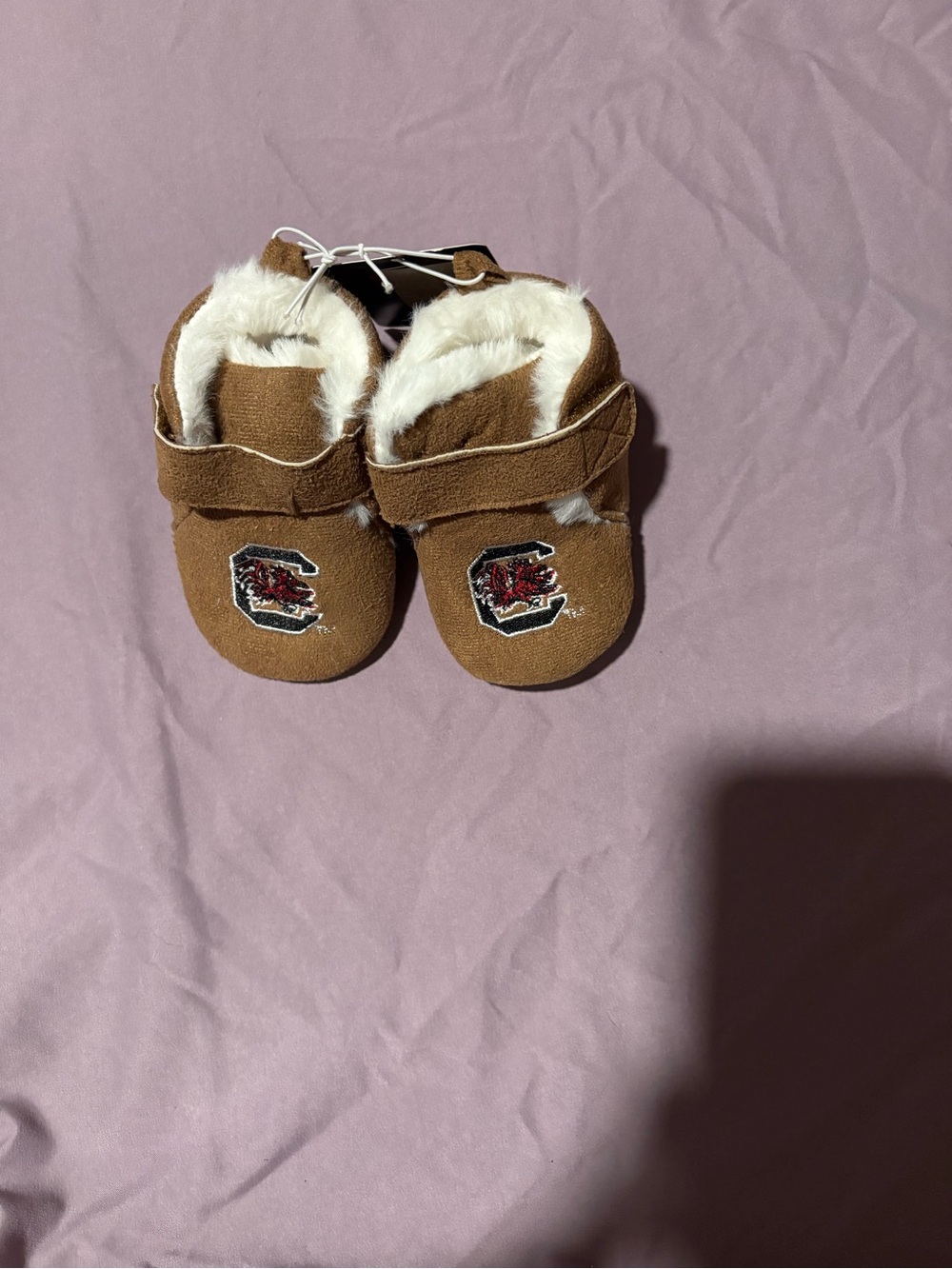 Baby Brown Fleece-Lined Booties Team Emblem usc gamecocks South Carolina